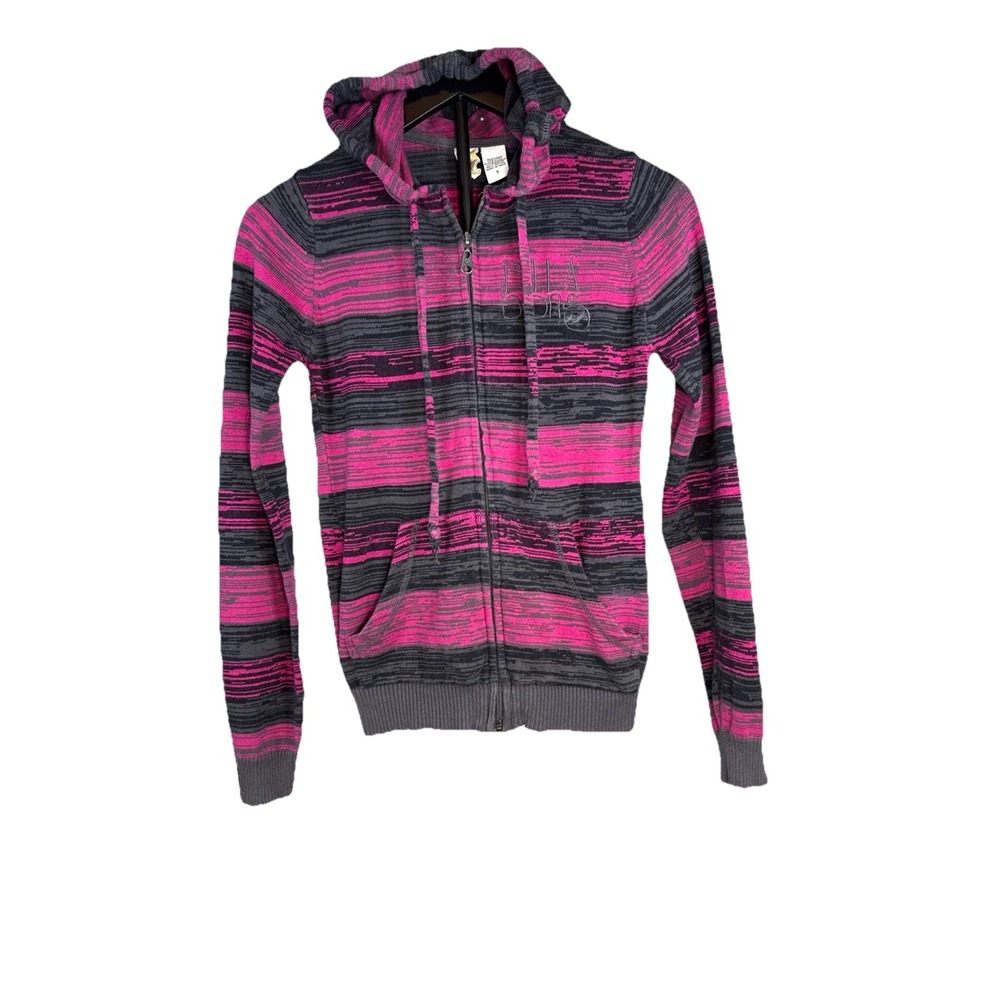 VTG Y2K Billabong Full Zip Stripped Skate/Surf Hooded Sweater SZ SM YTH UNISEX